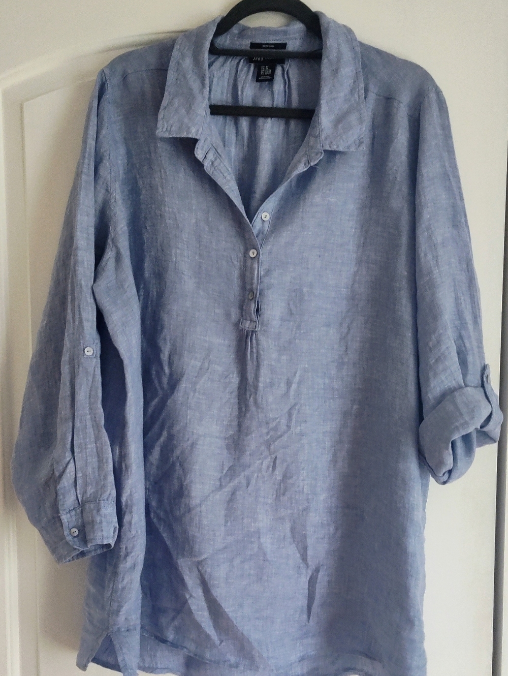 Jones New York Light Blue Linen Button-Front Tunic